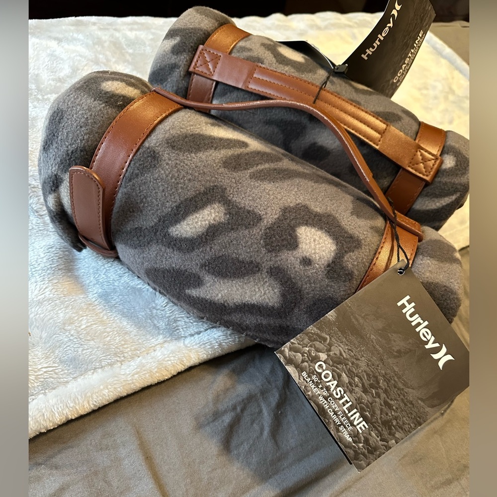 Hurley Grey Print Throw Blanket